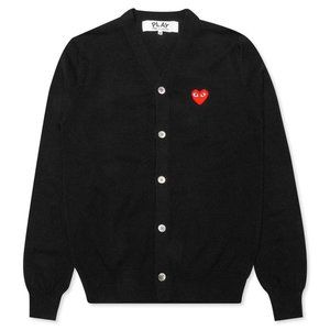 Comme des Garcons PLAY Black Cardigan (Red Heart)